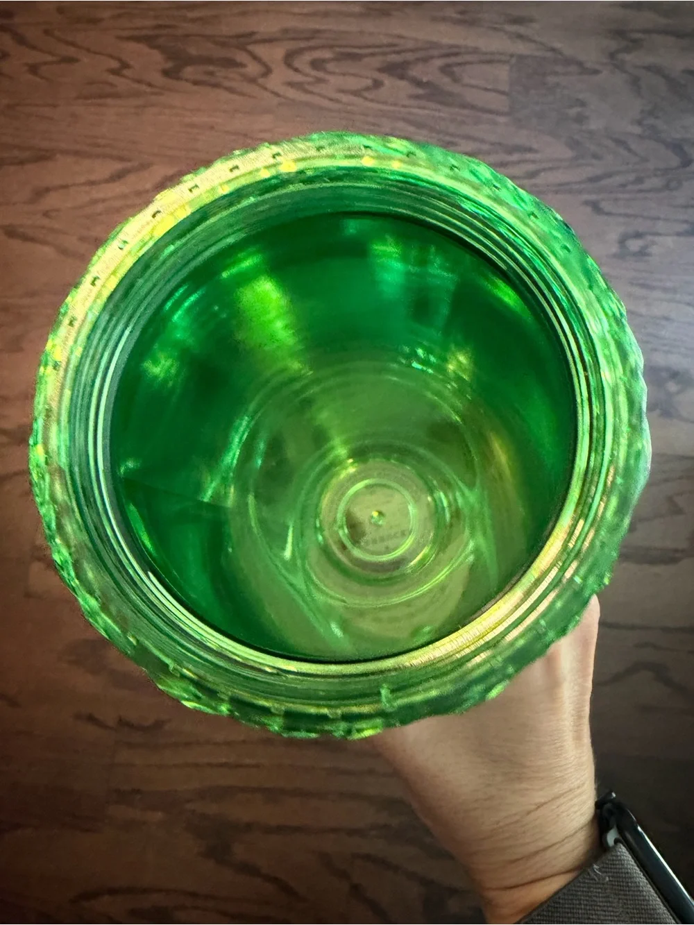 Starbucks WICKED Metallic Green & Pink Swirl Tumbler with Straw